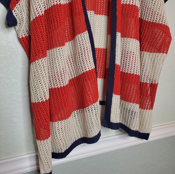 MICHAEL STARS | Striped Open Crochet Knit Cardigan - Picture 4 of 8